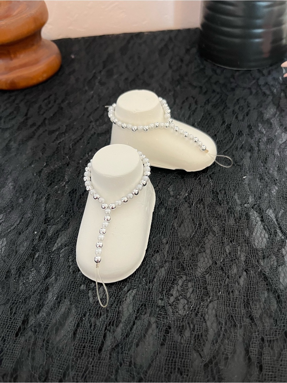 Silver Beaded Barefoot Sandal Accents